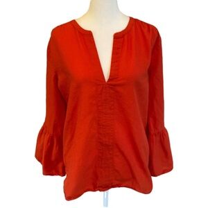 Ann Taylor Factory blouse. Size M. Beautiful orange color. Bell sleeves. V-neck.